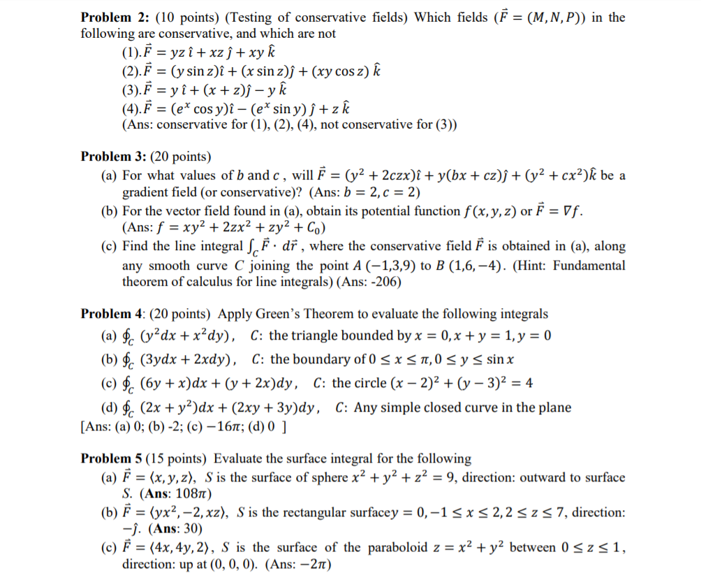 Solved Problem 2 10 Points Testing Of Conservative Fi Chegg Com