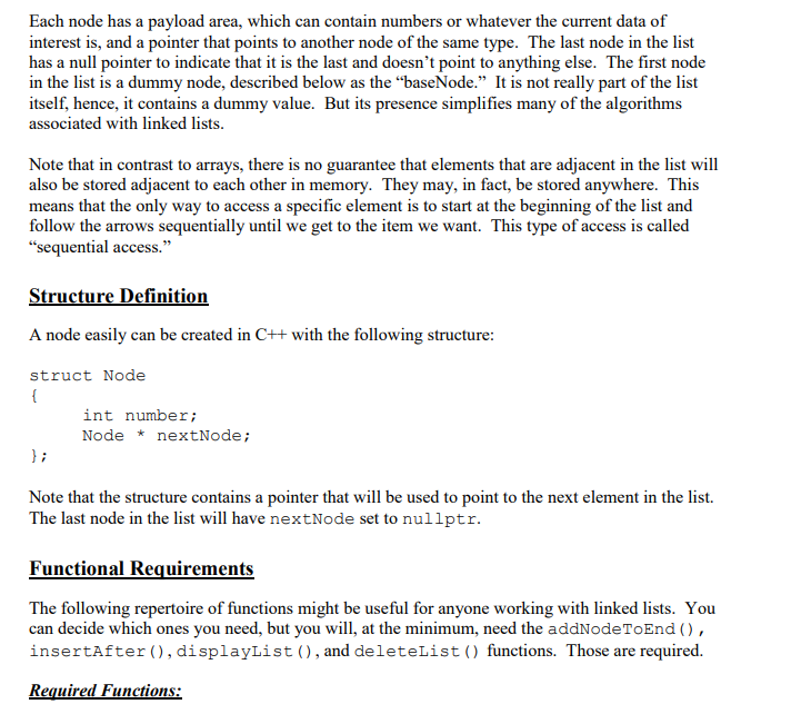 Solved Computer Science I CS1337 Assignment #6 - Linked List | Chegg.com