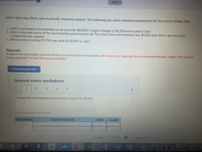 Solved Saved John's Specialty Store uses a periodic