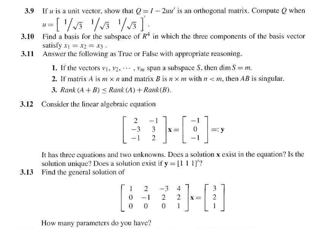 Solved 3 9 3 10 If U Is A Unit Vector Show That Q 1 2uu Chegg Com