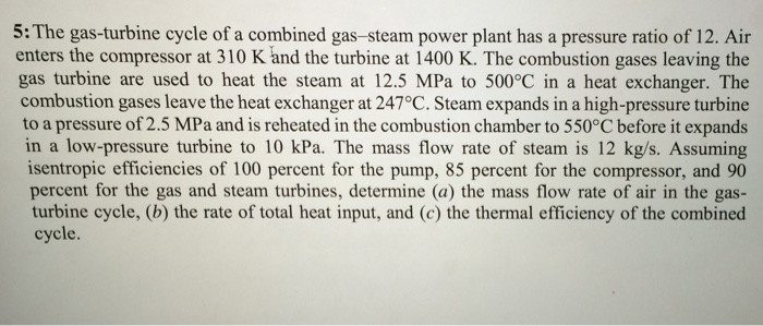 Solved The gas-turbine cycle of a combined gas-steam power | Chegg.com