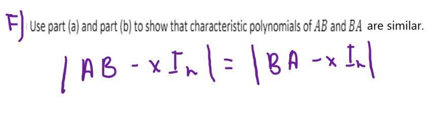 Solved Use Part (a) And Part (b) To Show That Characteristic | Chegg.com