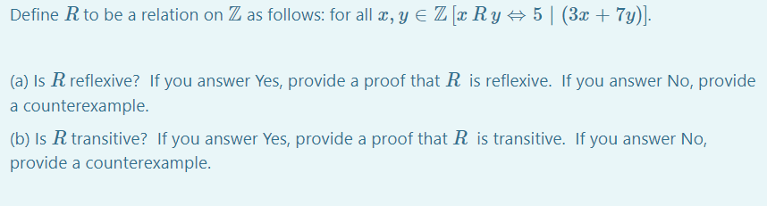 Solved Define R to be a relation on Z as follows: for all X, | Chegg.com
