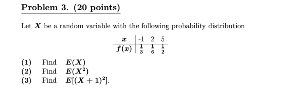Solved Problem 3. (20 points) Let X be a random variable | Chegg.com