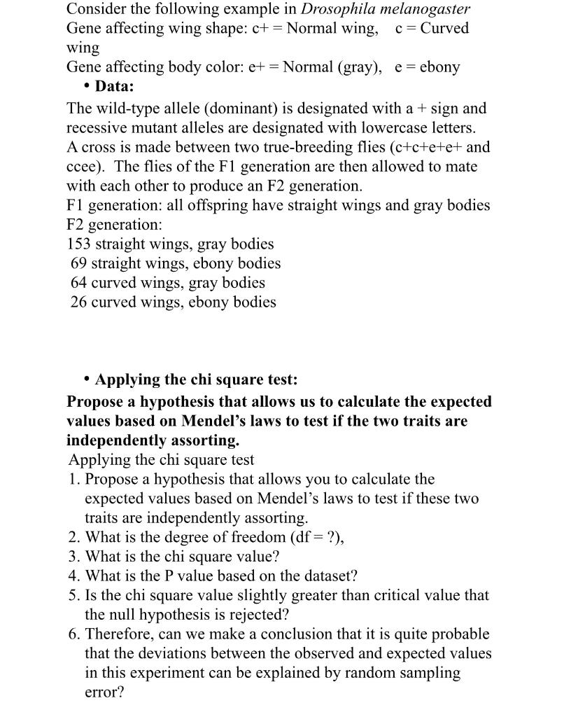 Solved Consider the following example in Drosophila | Chegg.com