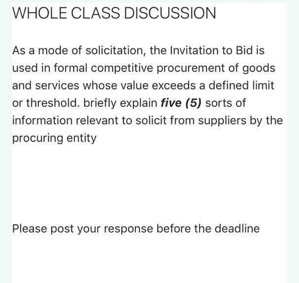 Solved WHOLE CLASS DISCUSSION As a mode of solicitation, the | Chegg.com