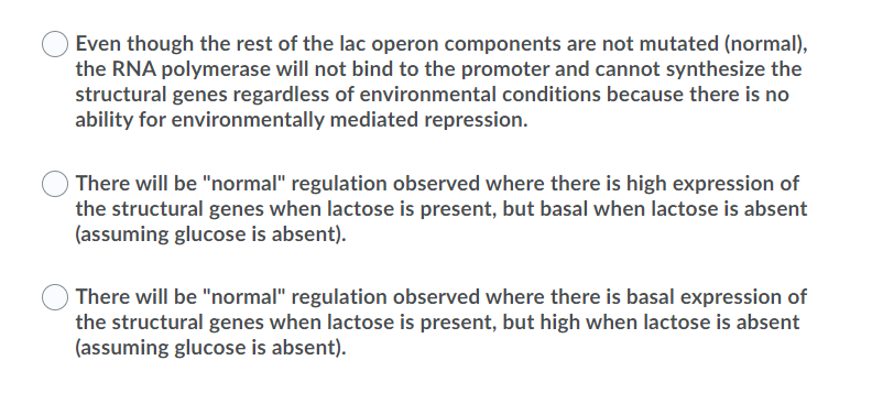 Solved Normal function of the lac operon means that the cell