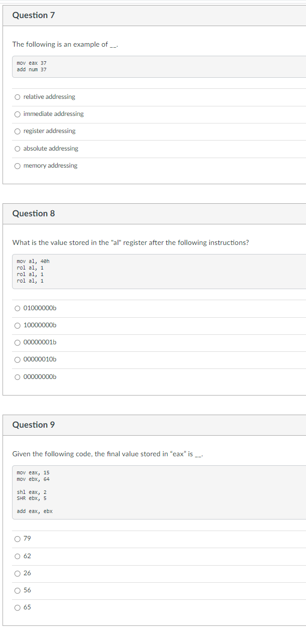 Solved The following is an example of mov eax add num 3737