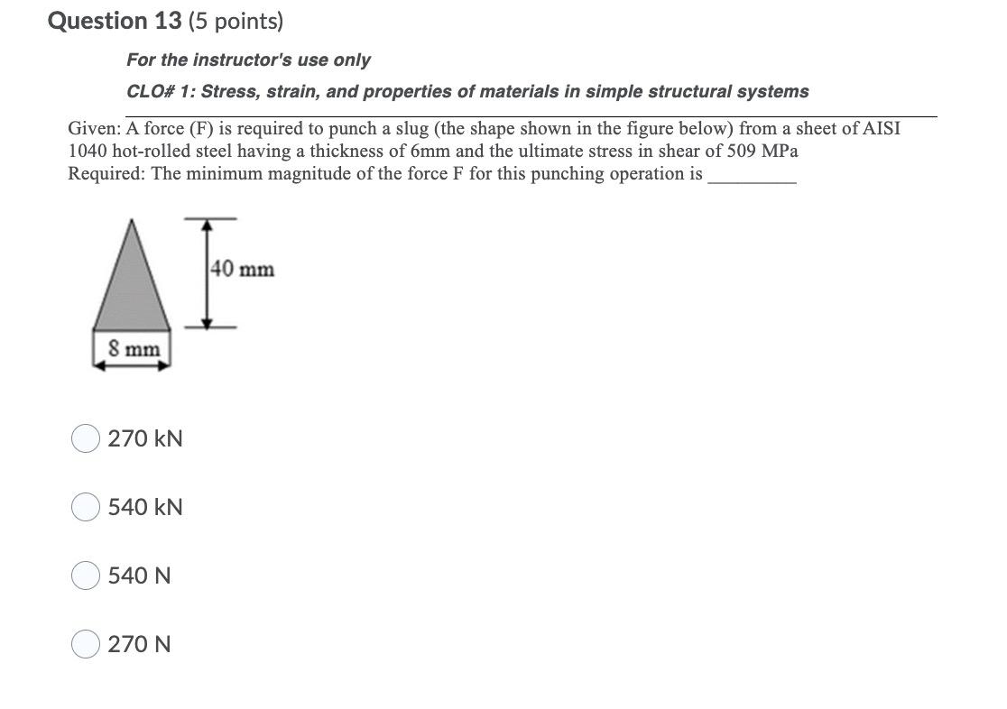 Solved Question 13 (5 points) For the instructor's use only | Chegg.com