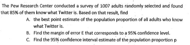 Solved The Pew Research Center Conducted A Survey Of 1007 | Chegg.com