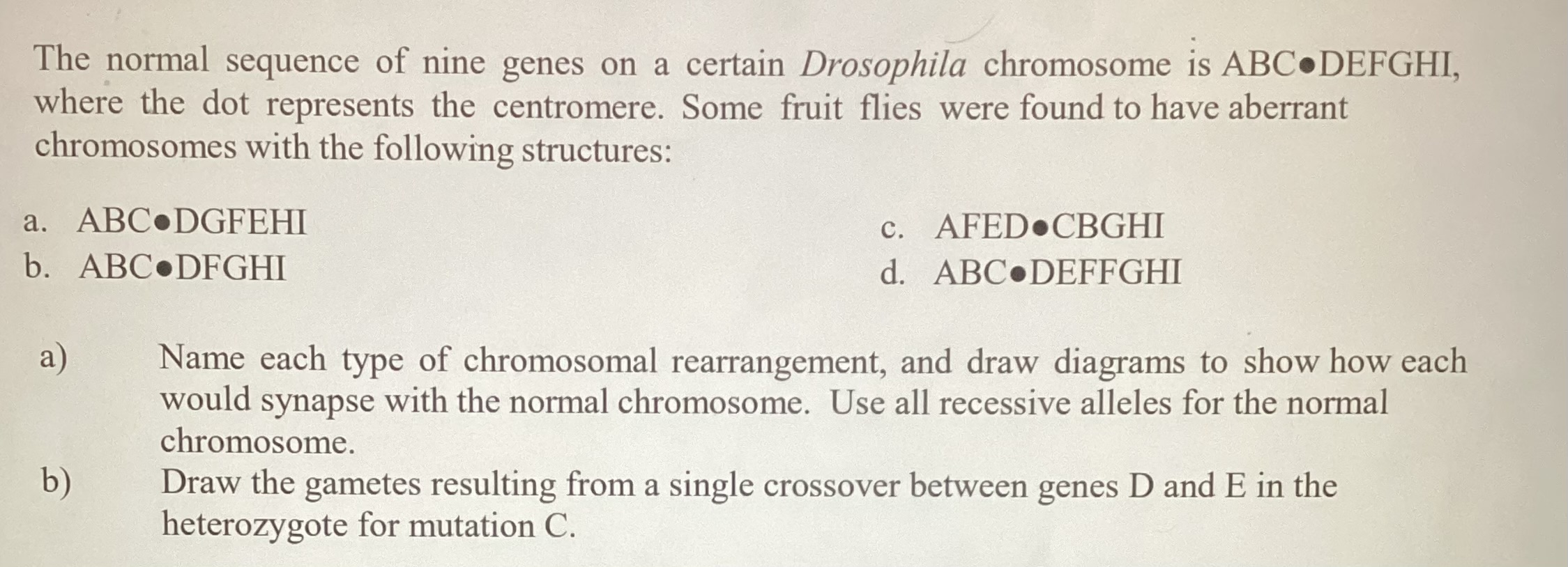 Solved The normal sequence of nine genes on a certain | Chegg.com