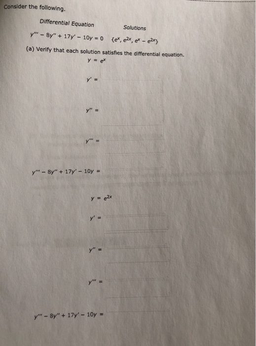 Solved Consider the following. Differential Equation | Chegg.com