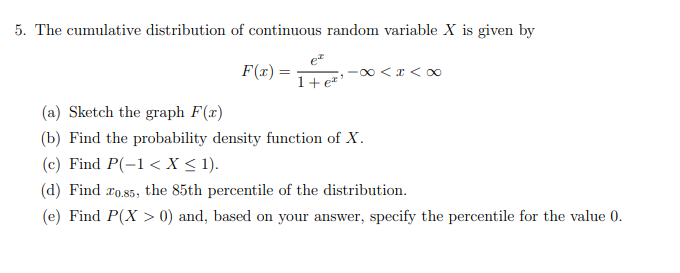 Solved 5. The cumulative distribution of continuous random | Chegg.com