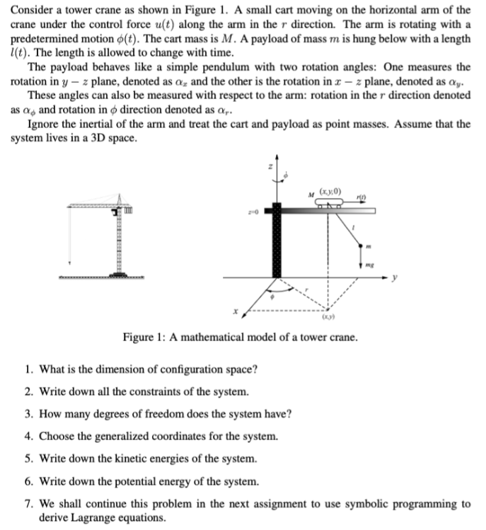 Solved Consider a tower crane as shown in Figure 1. A small | Chegg.com