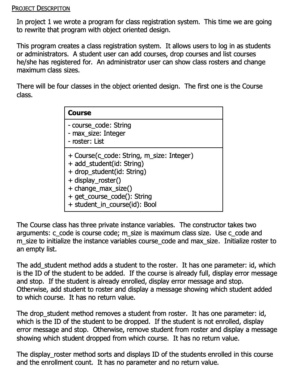 Project Details Programming Example PROJECT DESCRPITON In project 1 we wrote a program | Chegg.com