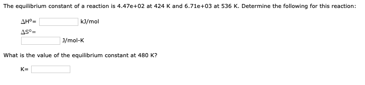 Solved The equilibrium constant of a reaction is 4.47e+02 at | Chegg.com