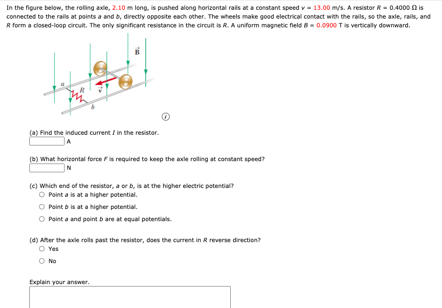 Solved In The Figure Below, The Rolling Axle, 2.10 M Long, | Chegg.com