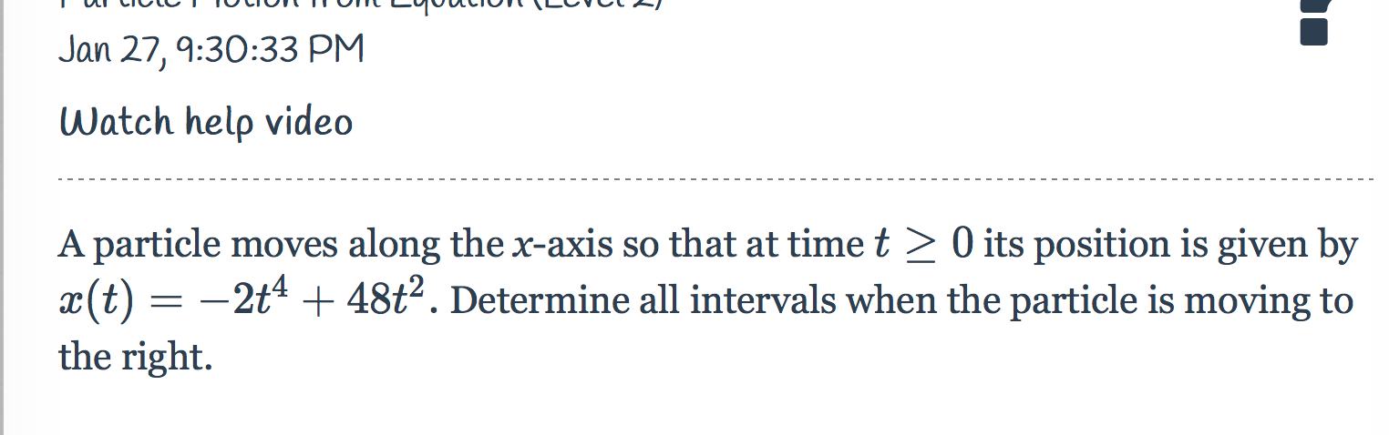 Solved Particle Motion From Equation Level 1 Jan 27 9 Chegg Com