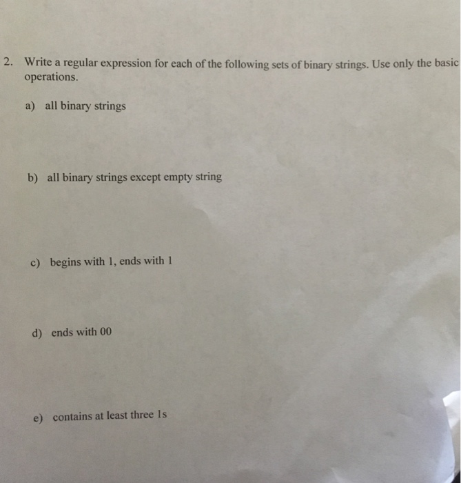 Solved Write a regular expression for each of the following | Chegg.com