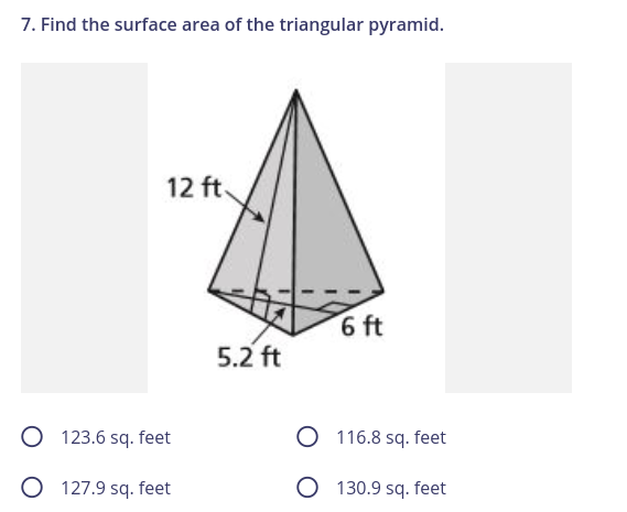 surface area of triangle