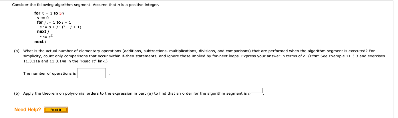 Solved Consider the following algorithm segment. Assume that | Chegg.com