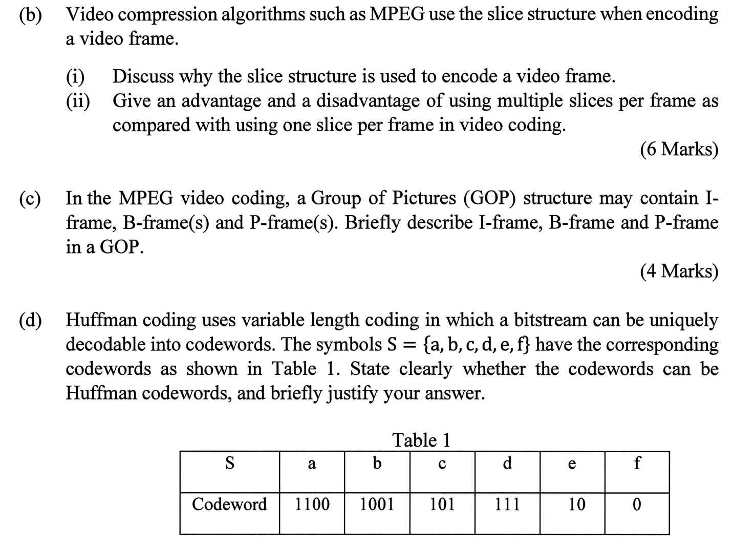 Solved (b) Video Compression Algorithms Such As MPEG Use The | Chegg.com