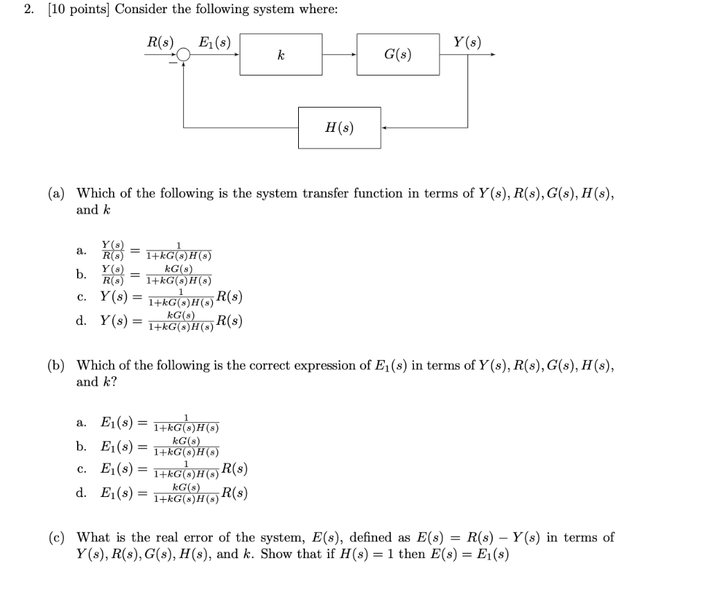 Solved 2. [10 points) Consider the following system where: | Chegg.com