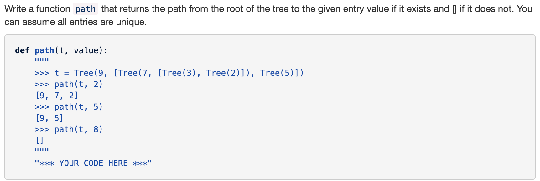 Solved Write a function path that returns the path from the | Chegg.com