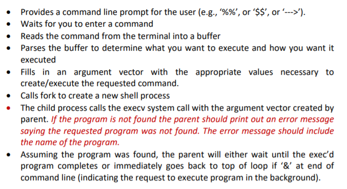 Solved Using C please make a simple shell based on | Chegg.com