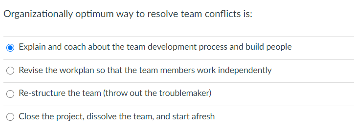 Solved Organizationally optimum way to resolve team | Chegg.com
