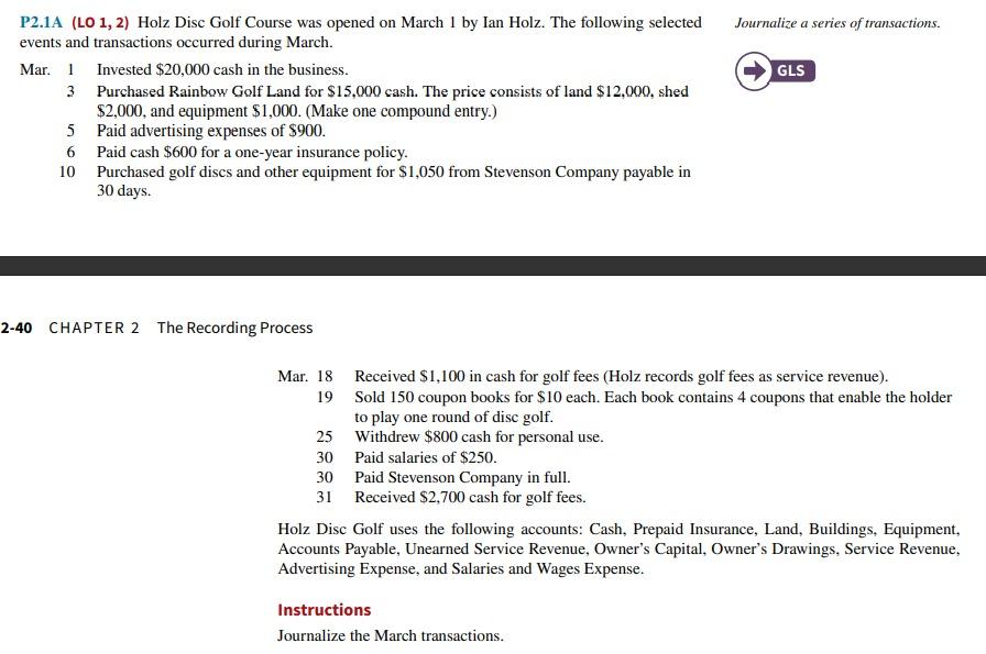 [Solved] P2.1A (LO 1, 2) Holz Disc Golf Course was opened