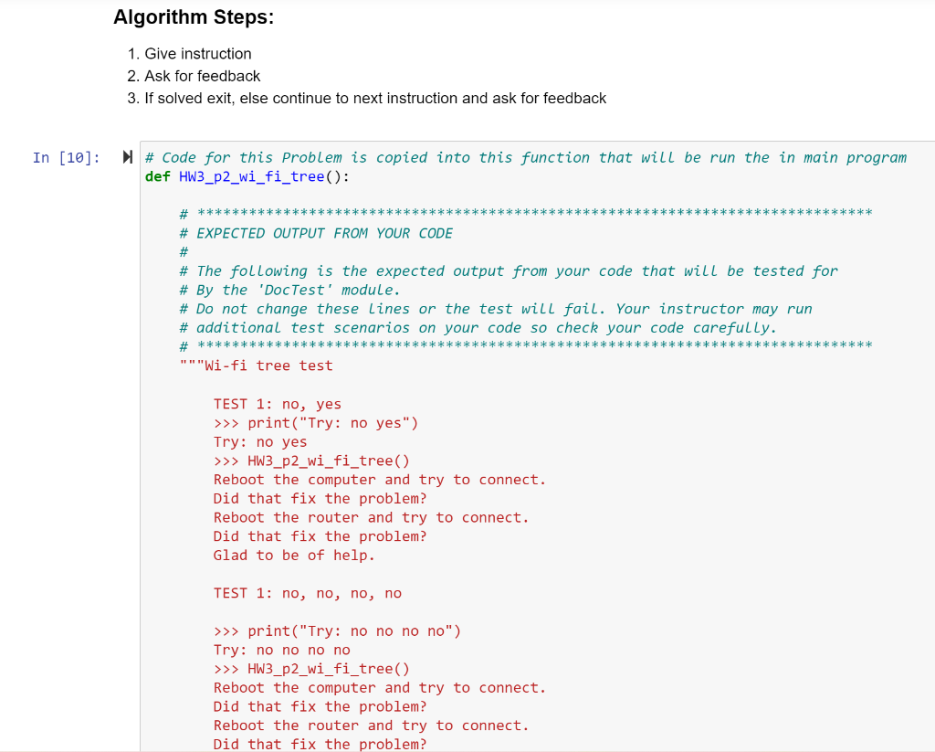 Solved Algorithm Steps: 1. Give Instruction 2. Ask For | Chegg.com