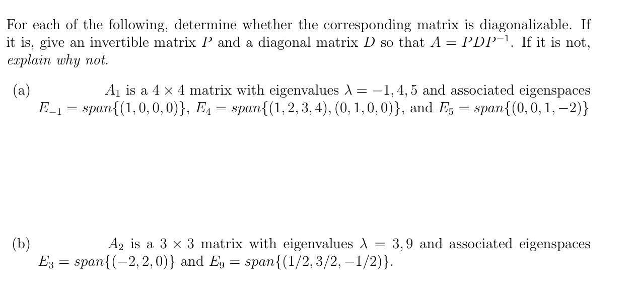 Solved For each of the following, determine whether the | Chegg.com