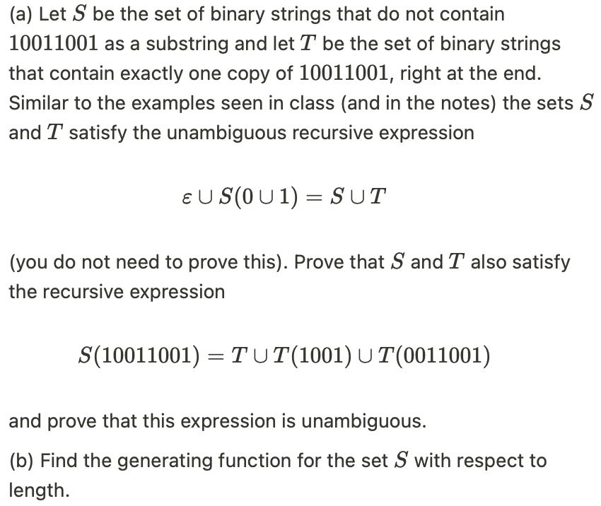 Solved (a) Let S Be The Set Of Binary Strings That Do Not | Chegg.com