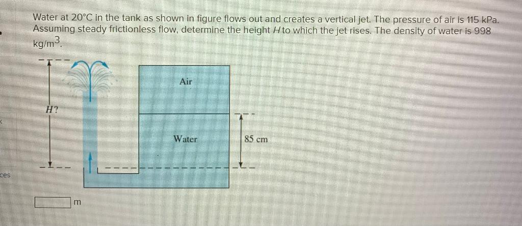 Solved Water at 20∘C in the tank as shown in figure flows | Chegg.com