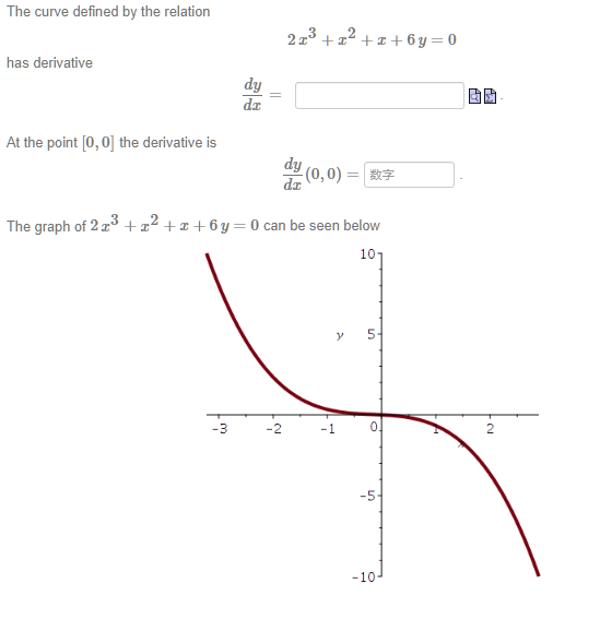 Solved The curve defined by the relation 2x3+x2+x+6y=0 has | Chegg.com