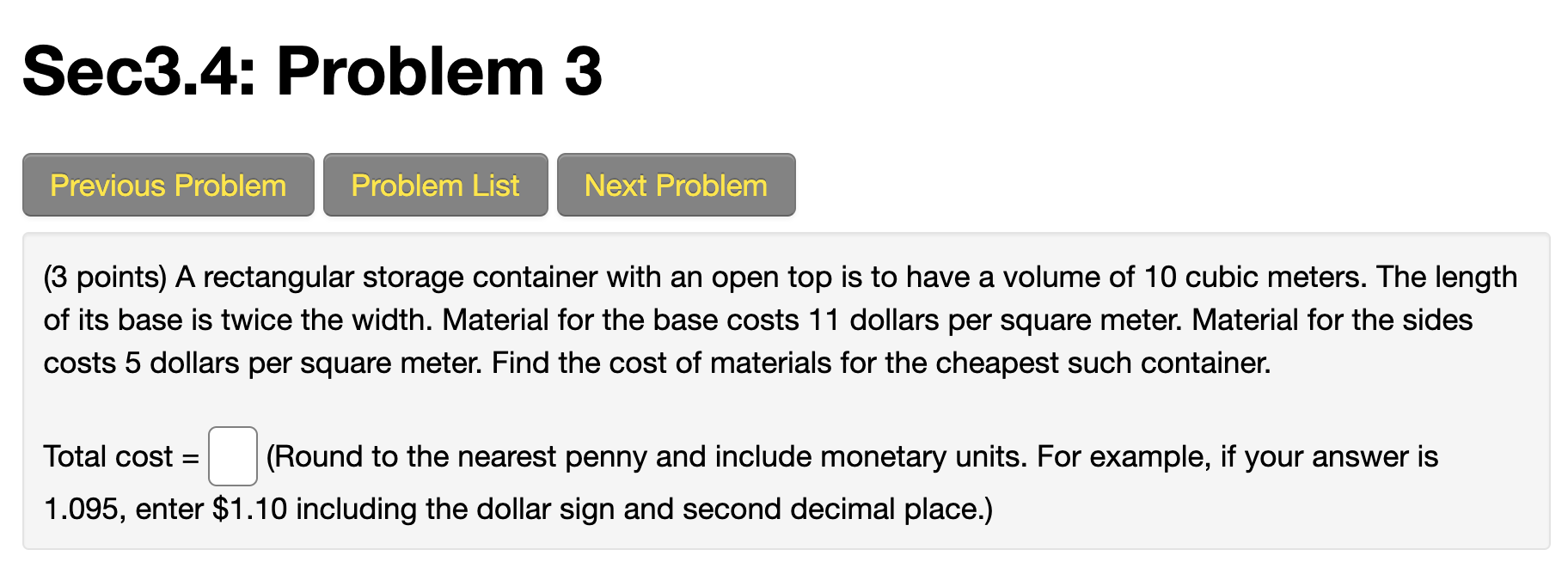 Solved Sec3.4: Problem 3 Previous Problem Problem List Next | Chegg.com
