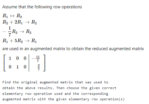 Solved Assume that the following row operations Chegg