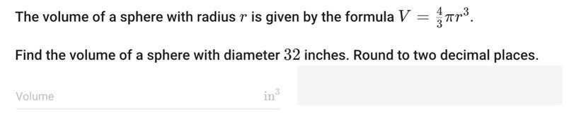 Solved The volume of a sphere with radius r is given by the | Chegg.com