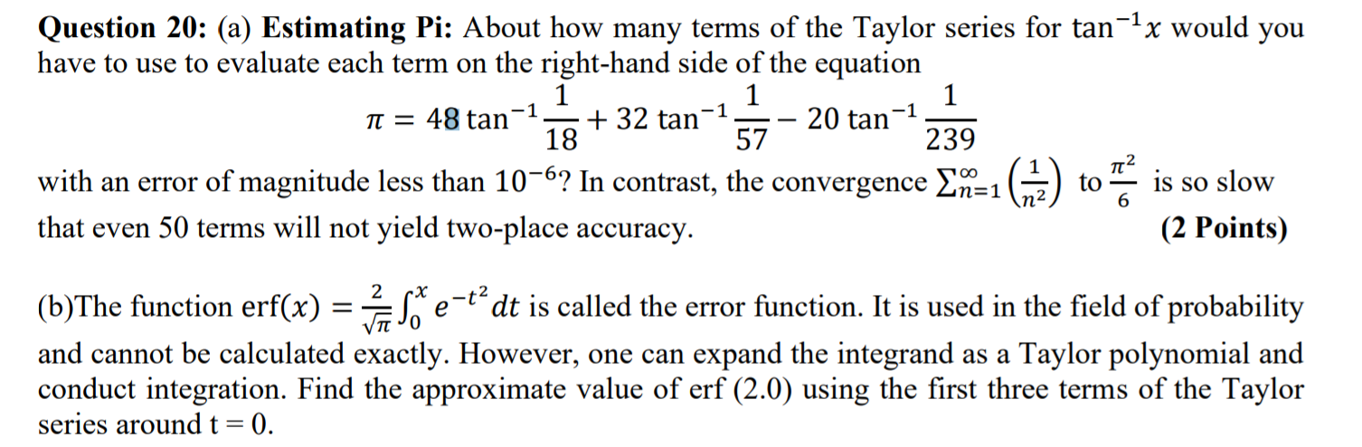 Solved 1 -1 Question 20: (a) Estimating Pi: About how many | Chegg.com