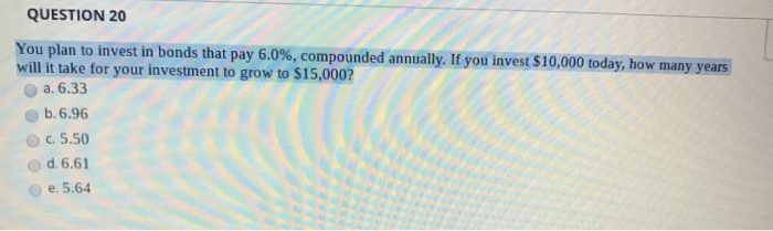 Solved QUESTION 20 You Plan To Invest In Bonds That Pay | Chegg.com