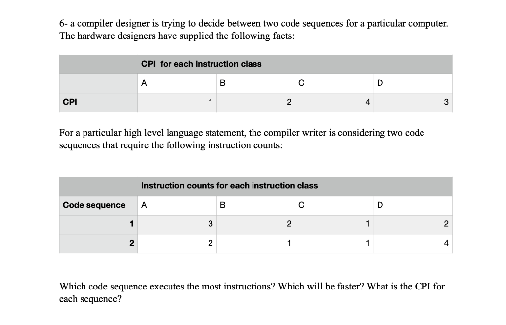 6- a compiler designer is trying to decide between | Chegg.com