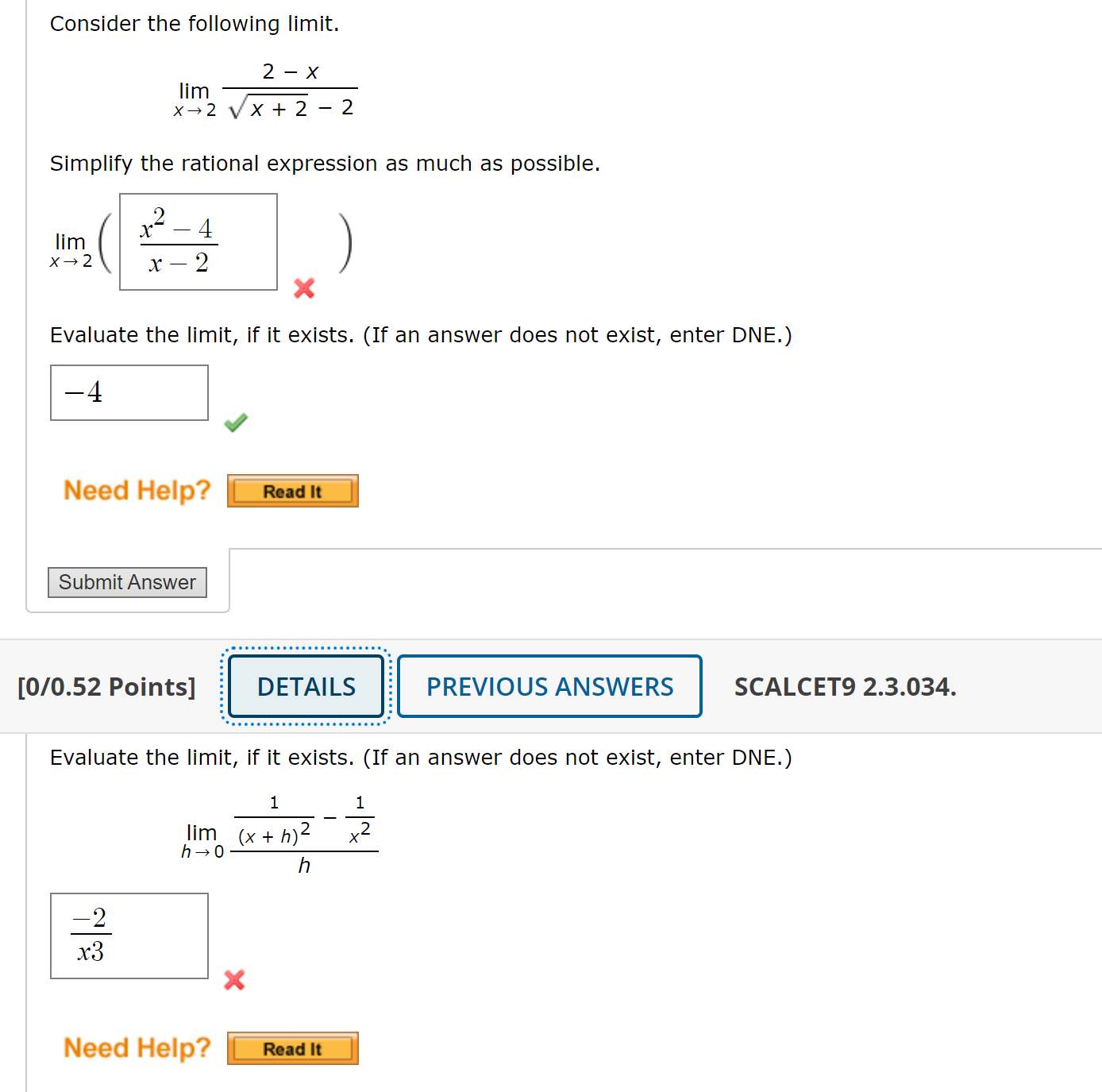 Solved Consider The Following Limit Limx→2x2−22−x Simplify 7138