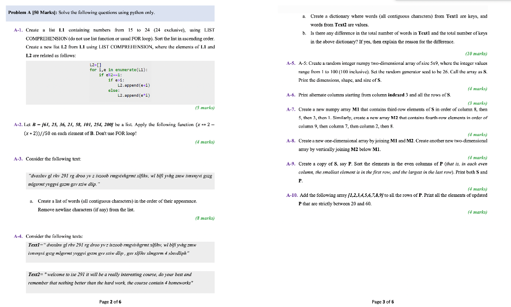Solved Problem A [50 Marks]: Solve the following questions | Chegg.com