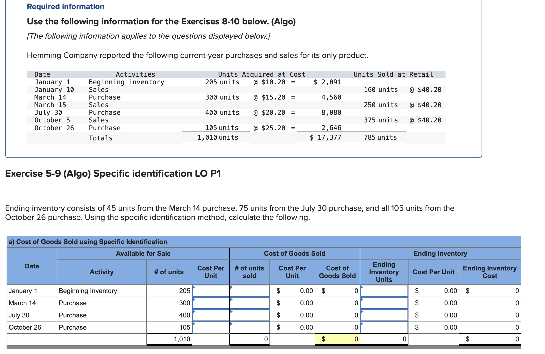 Solved Required informationUse the following information for | Chegg.com
