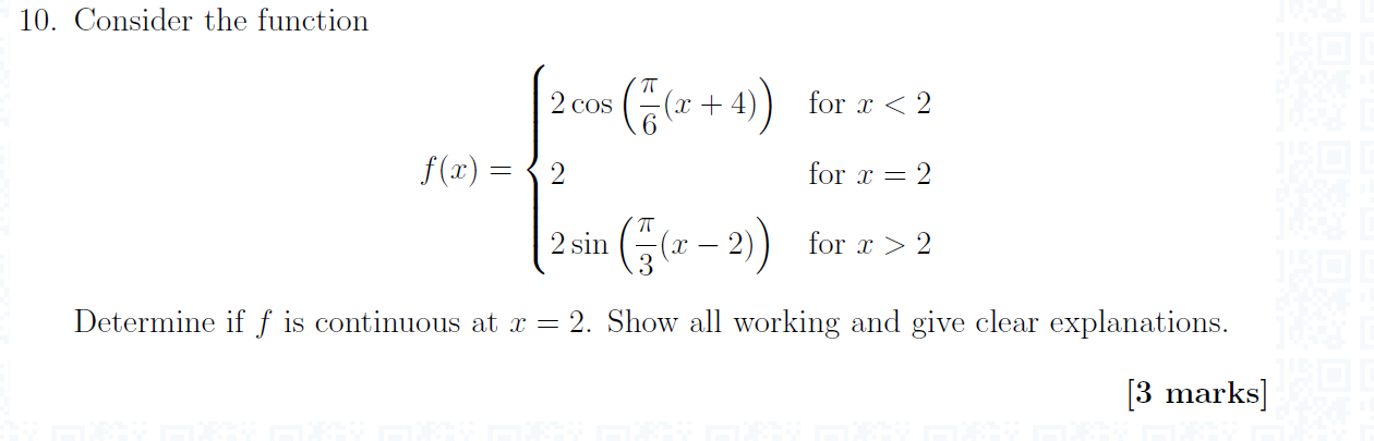 Solved 10. Consider the function 2 cos ((x + 4)) for r