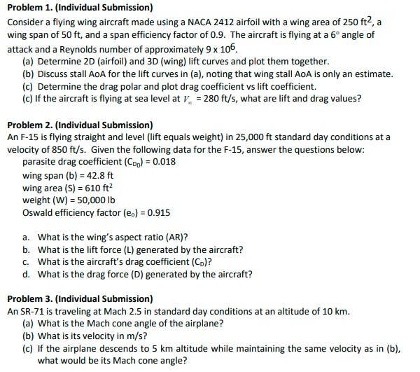 Solved Problem 1. (Individual Submission) Consider a flying | Chegg.com