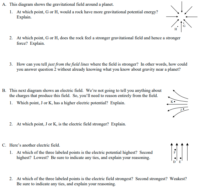 Solved A. This diagram shows the gravitational field around | Chegg.com