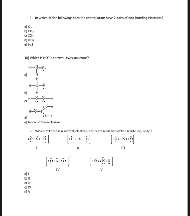 Solved 5. In which of the following does the central atom | Chegg.com