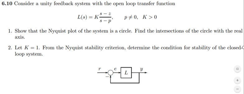 Solved 6.10 Consider a unity feedback system with the open | Chegg.com